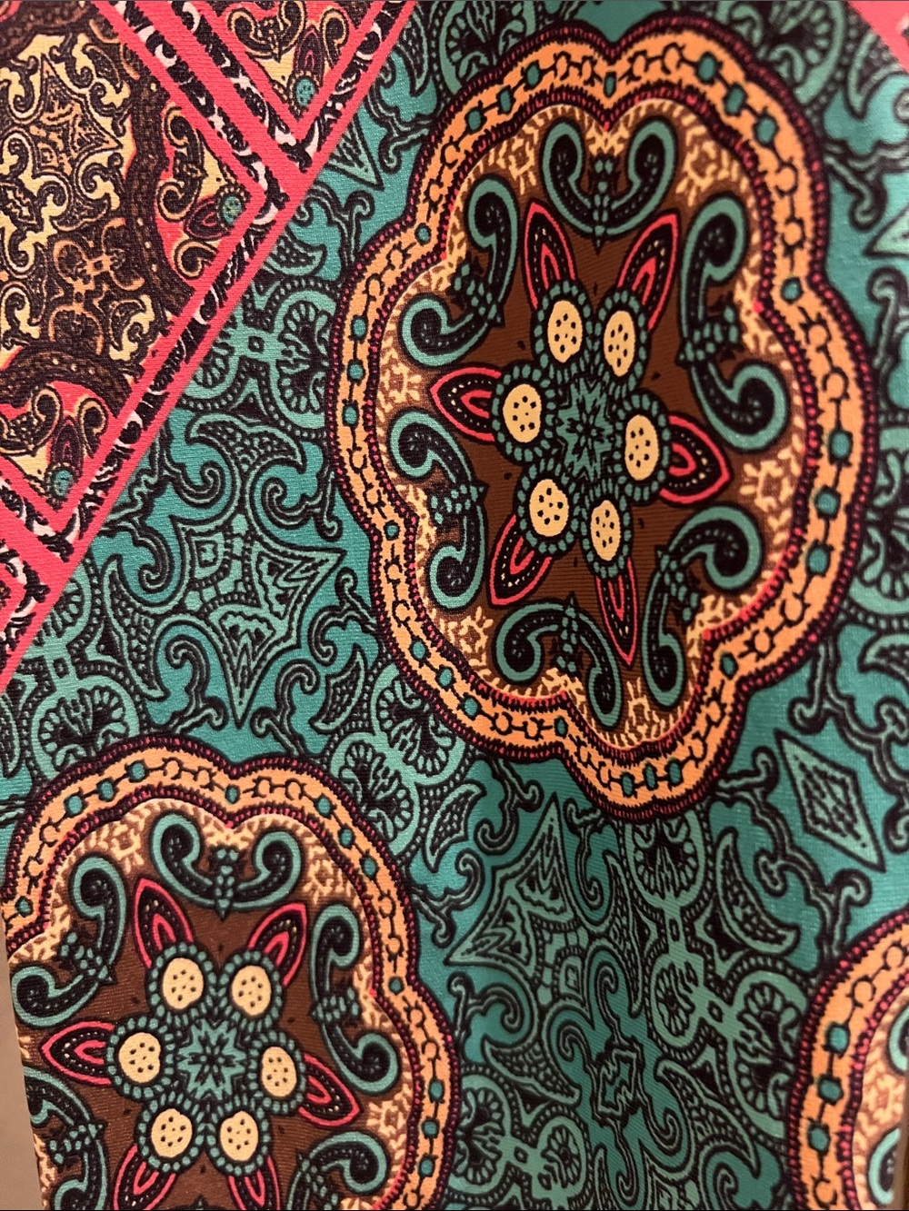 FREE w/purchase Liquido Teal Pink Brown Medallion Print Leggings - Picture 2 of 4